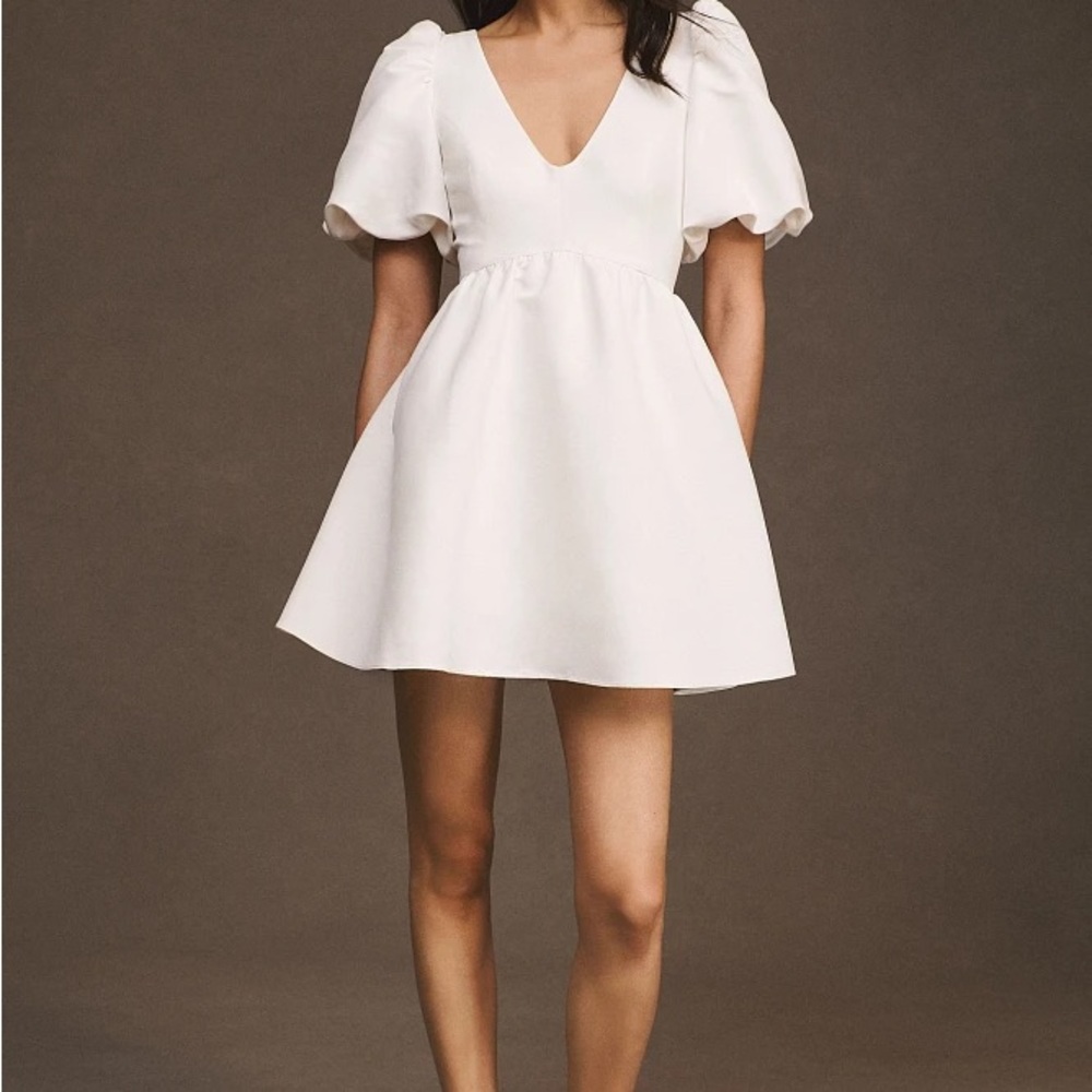 Sachin & Babi Beverly Puff-Sleeve Deep-V Mini Dress NWT